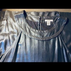 NWOT JCrew lame silver/ pewter fancy neckline top